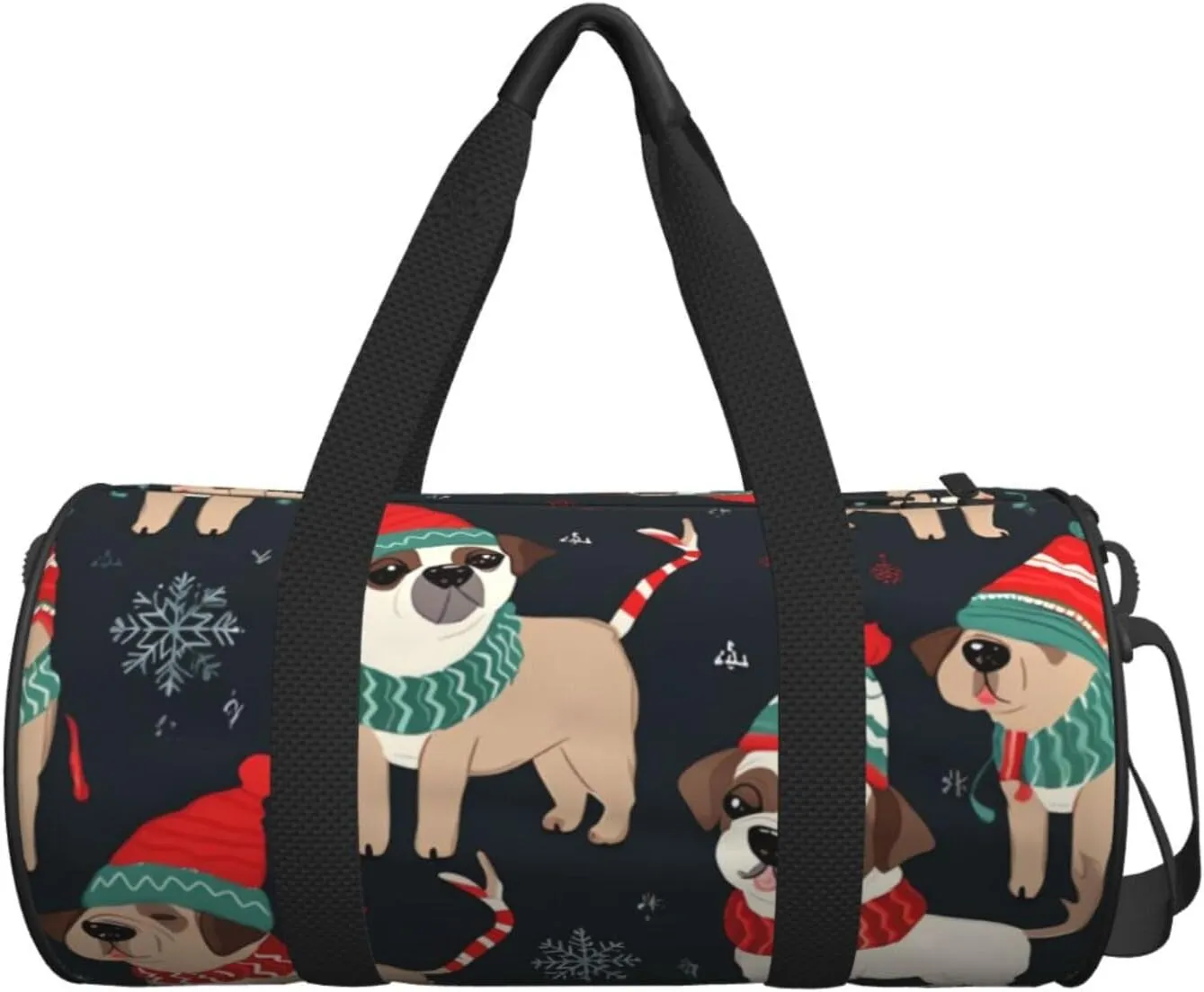 Gym Bags Small Merry Christmas Dog Duffel Bag Overnight Bag with Shoe Compartment Carryon Bag for Men Women