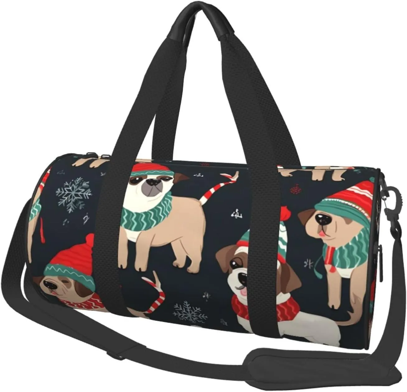 Gym Bags Small Merry Christmas Dog Duffel Bag Overnight Bag with Shoe Compartment Carryon Bag for Men Women