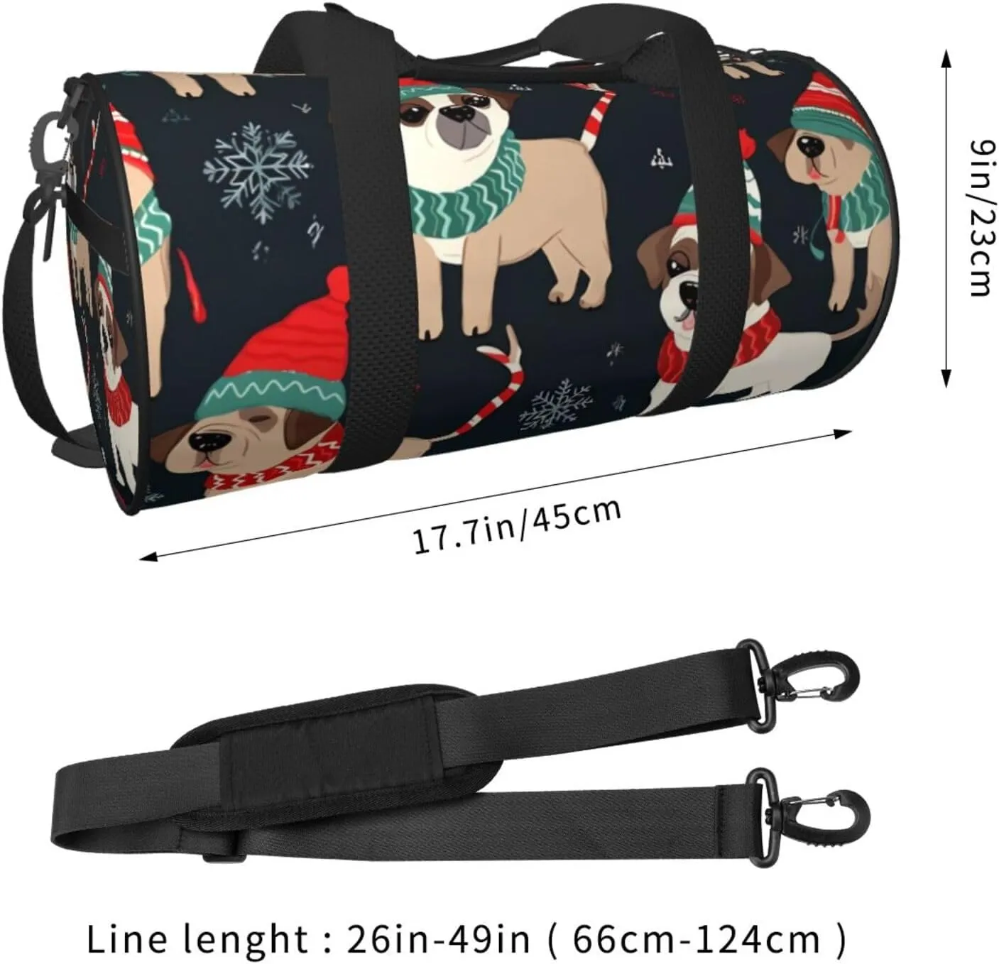 Gym Bags Small Merry Christmas Dog Duffel Bag Overnight Bag with Shoe Compartment Carryon Bag for Men Women