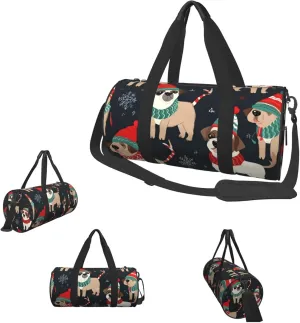 Gym Bags Small Merry Christmas Dog Duffel Bag Overnight Bag with Shoe Compartment Carryon Bag for Men Women