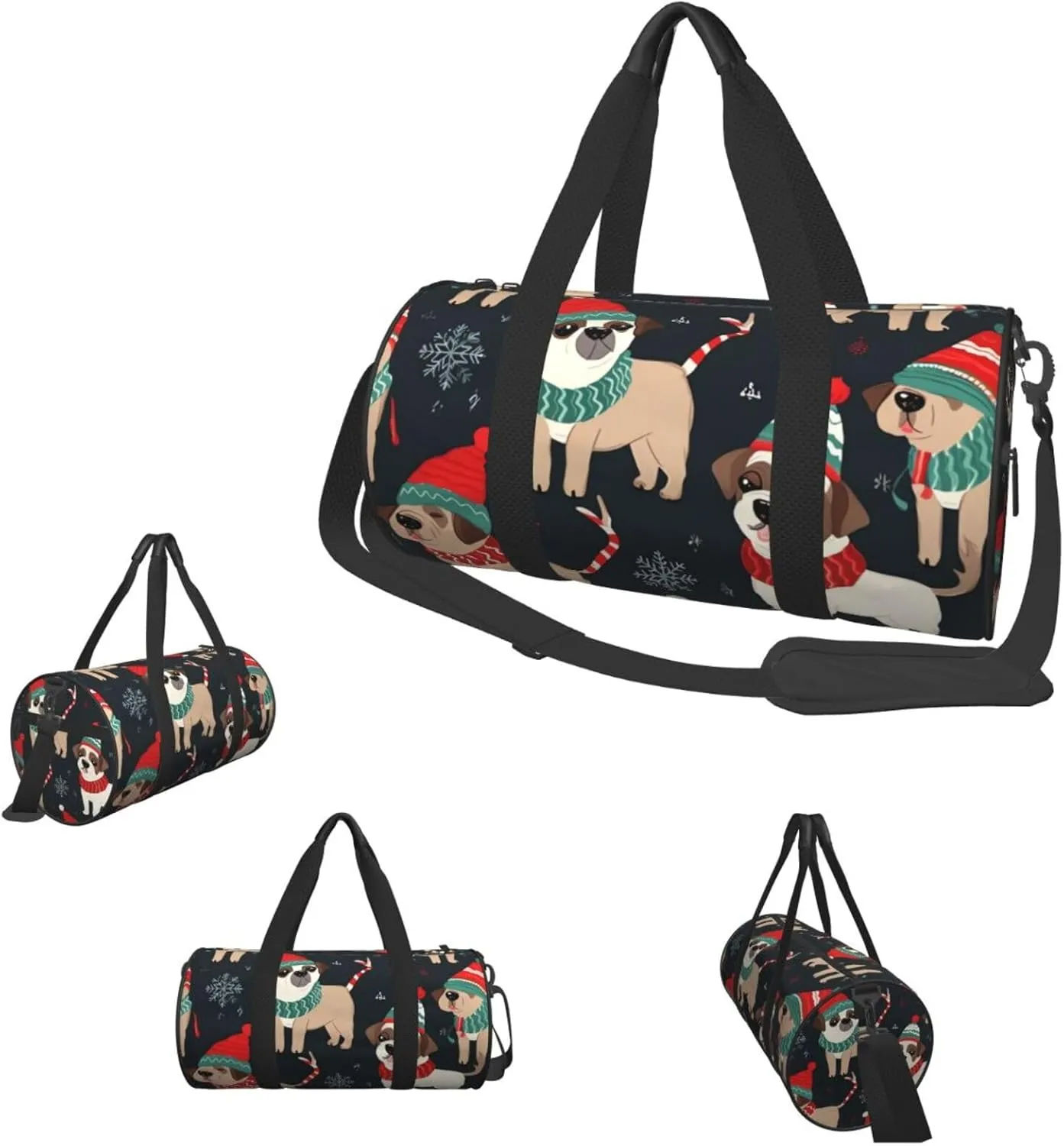 Gym Bags Small Merry Christmas Dog Duffel Bag Overnight Bag with Shoe Compartment Carryon Bag for Men Women