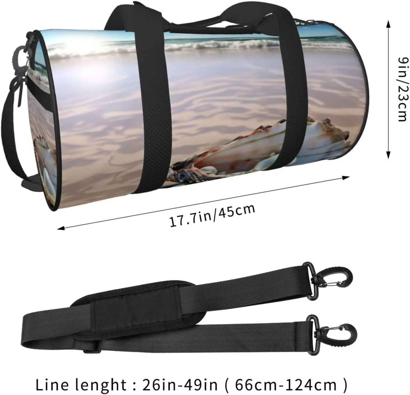 Gym Bags Small Ocean Beach Mussel Pearl Duffel Bag Overnight Bag with Shoe Compartment Carryon Bag for Men Women