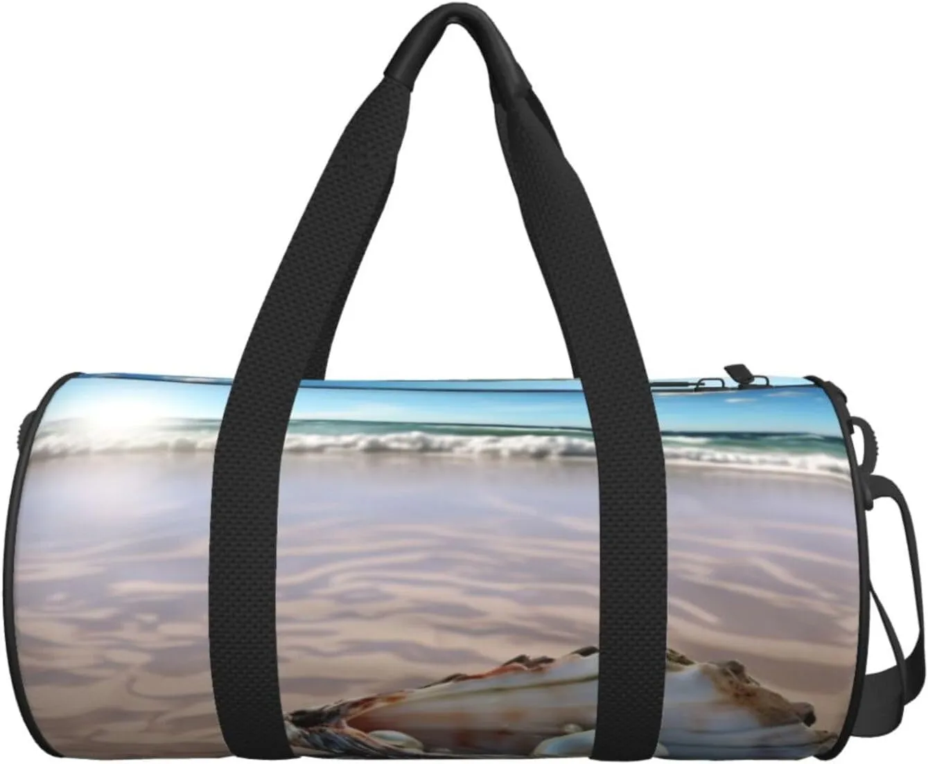 Gym Bags Small Ocean Beach Mussel Pearl Duffel Bag Overnight Bag with Shoe Compartment Carryon Bag for Men Women