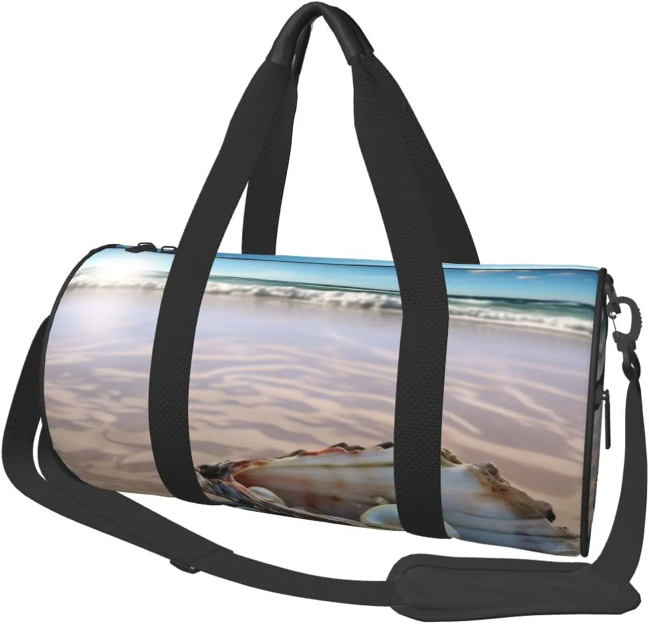 Gym Bags Small Ocean Beach Mussel Pearl Duffel Bag Overnight Bag with Shoe Compartment Carryon Bag for Men Women