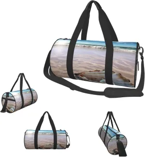 Gym Bags Small Ocean Beach Mussel Pearl Duffel Bag Overnight Bag with Shoe Compartment Carryon Bag for Men Women