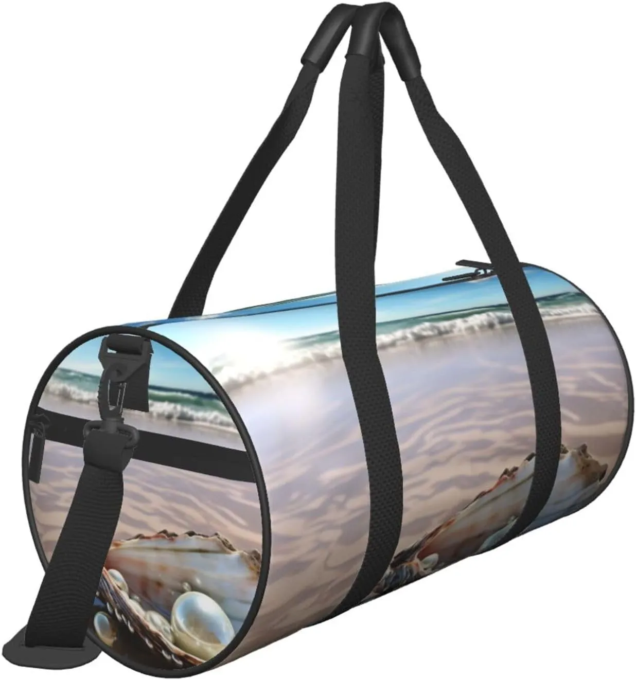 Gym Bags Small Ocean Beach Mussel Pearl Duffel Bag Overnight Bag with Shoe Compartment Carryon Bag for Men Women