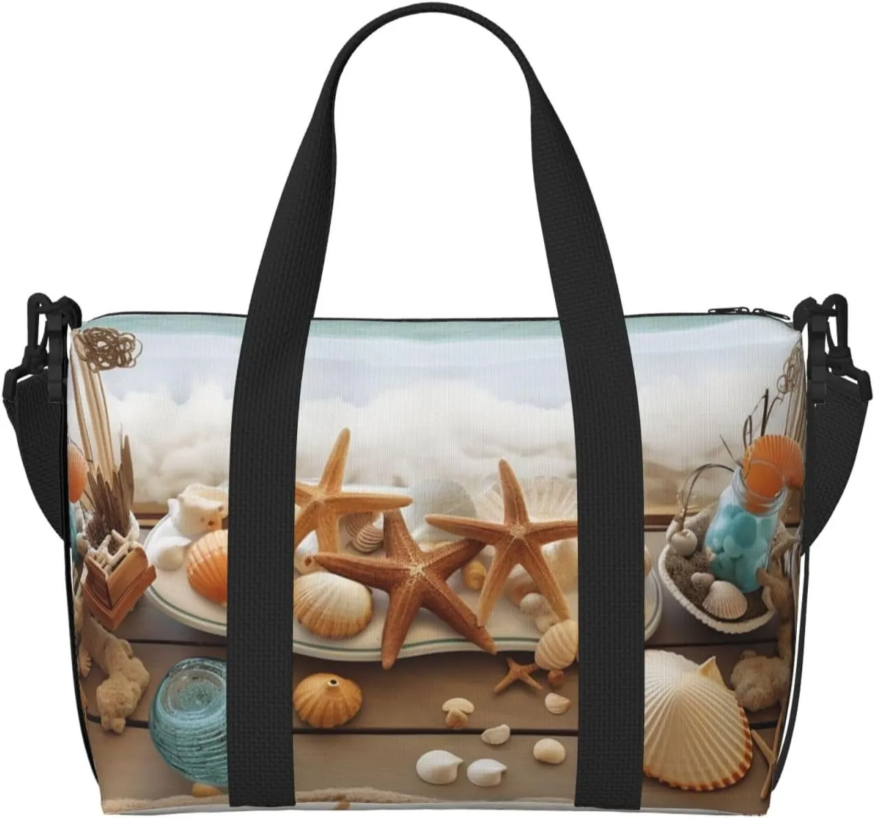 Gym Bags Small Ocean Beach Theme Duffel Bag Overnight Bag with Shoe Compartment Carryon Bag for Men Women