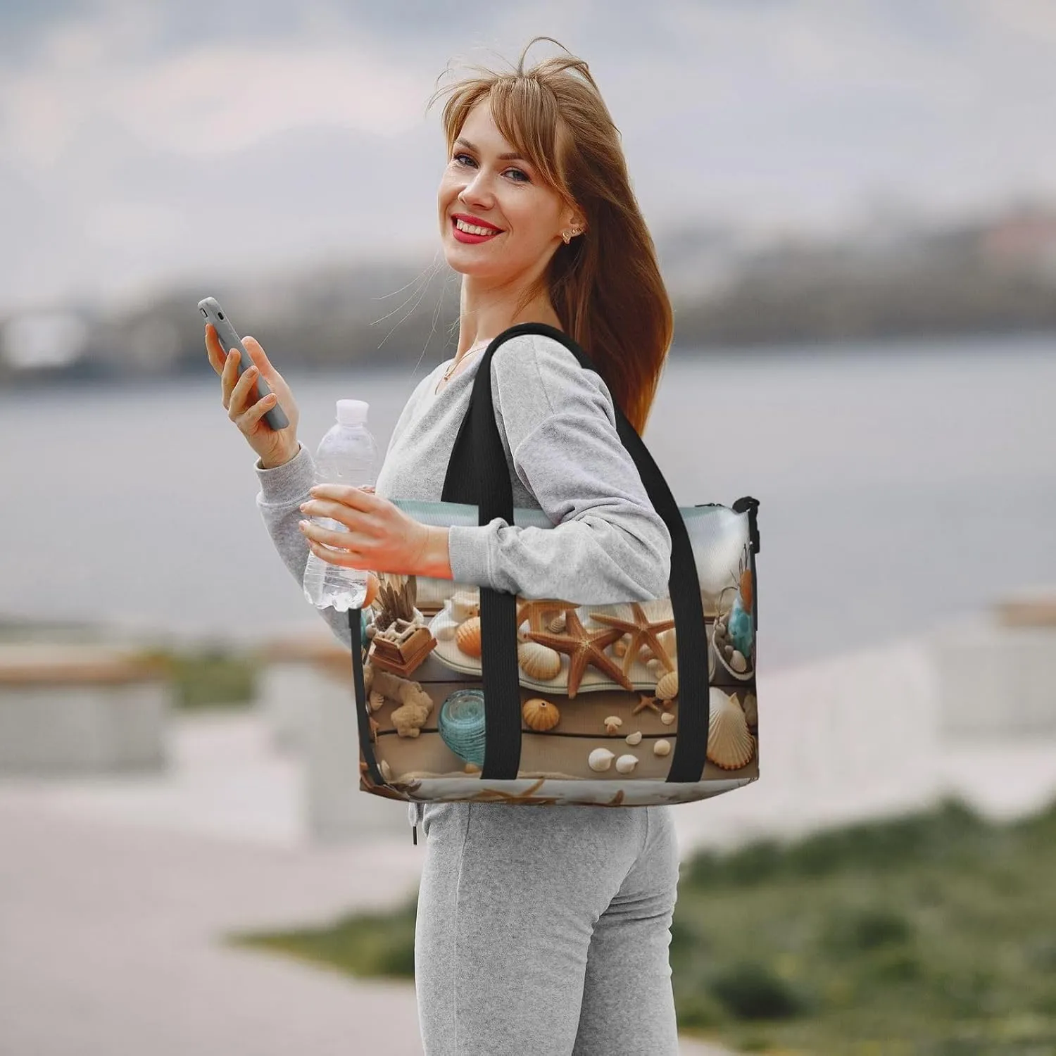 Gym Bags Small Ocean Beach Theme Duffel Bag Overnight Bag with Shoe Compartment Carryon Bag for Men Women