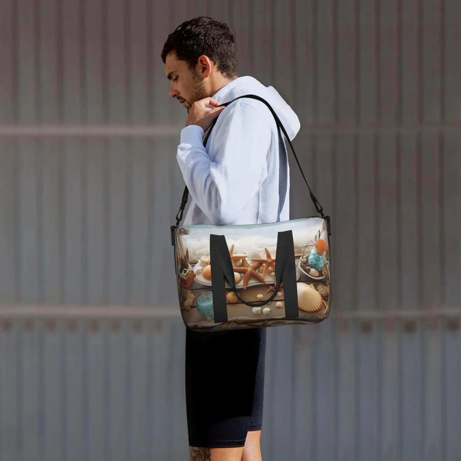 Gym Bags Small Ocean Beach Theme Duffel Bag Overnight Bag with Shoe Compartment Carryon Bag for Men Women