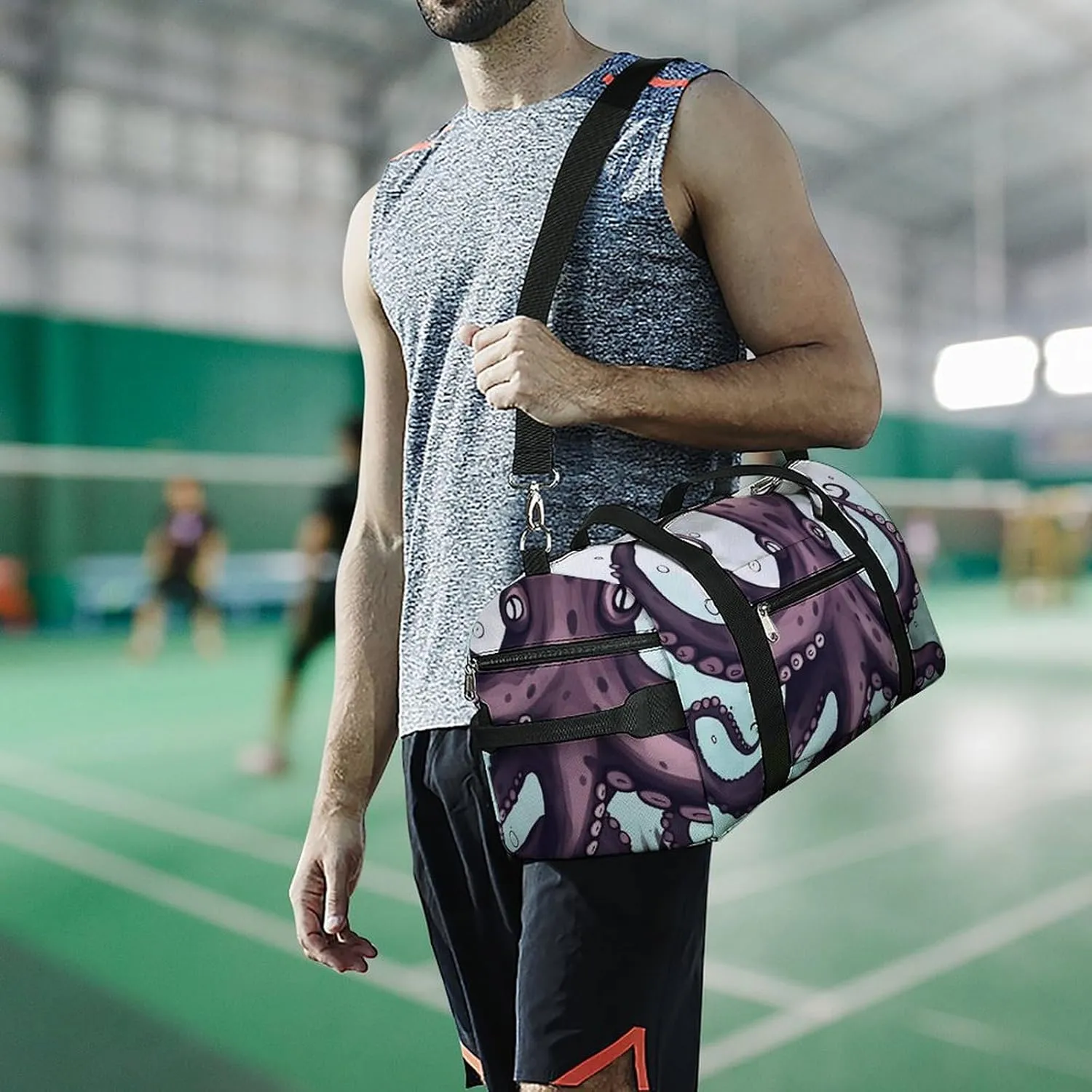 Gym Bags Small Octopus Tentacles Duffel Bag Overnight Bag with Shoe Compartment Carryon Bag for Men Women