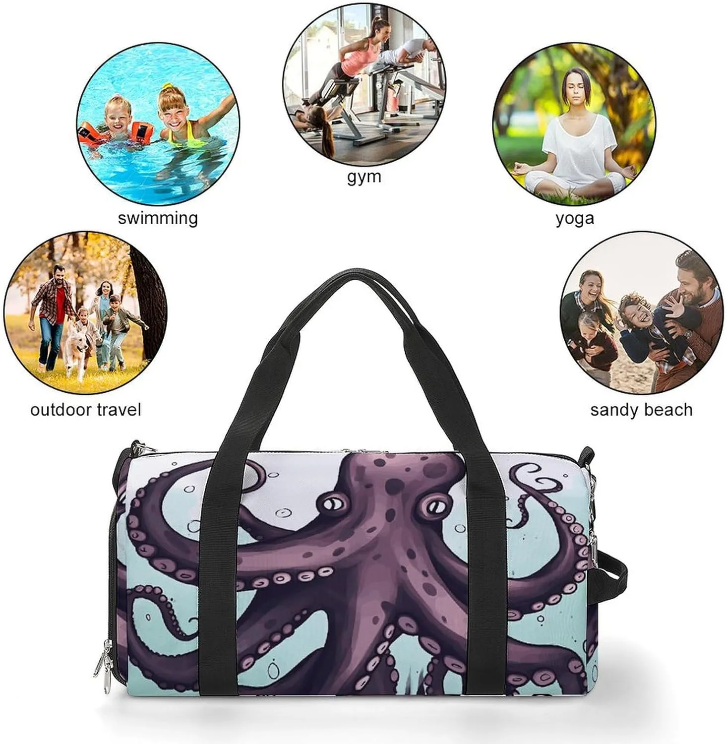 Gym Bags Small Octopus Tentacles Duffel Bag Overnight Bag with Shoe Compartment Carryon Bag for Men Women