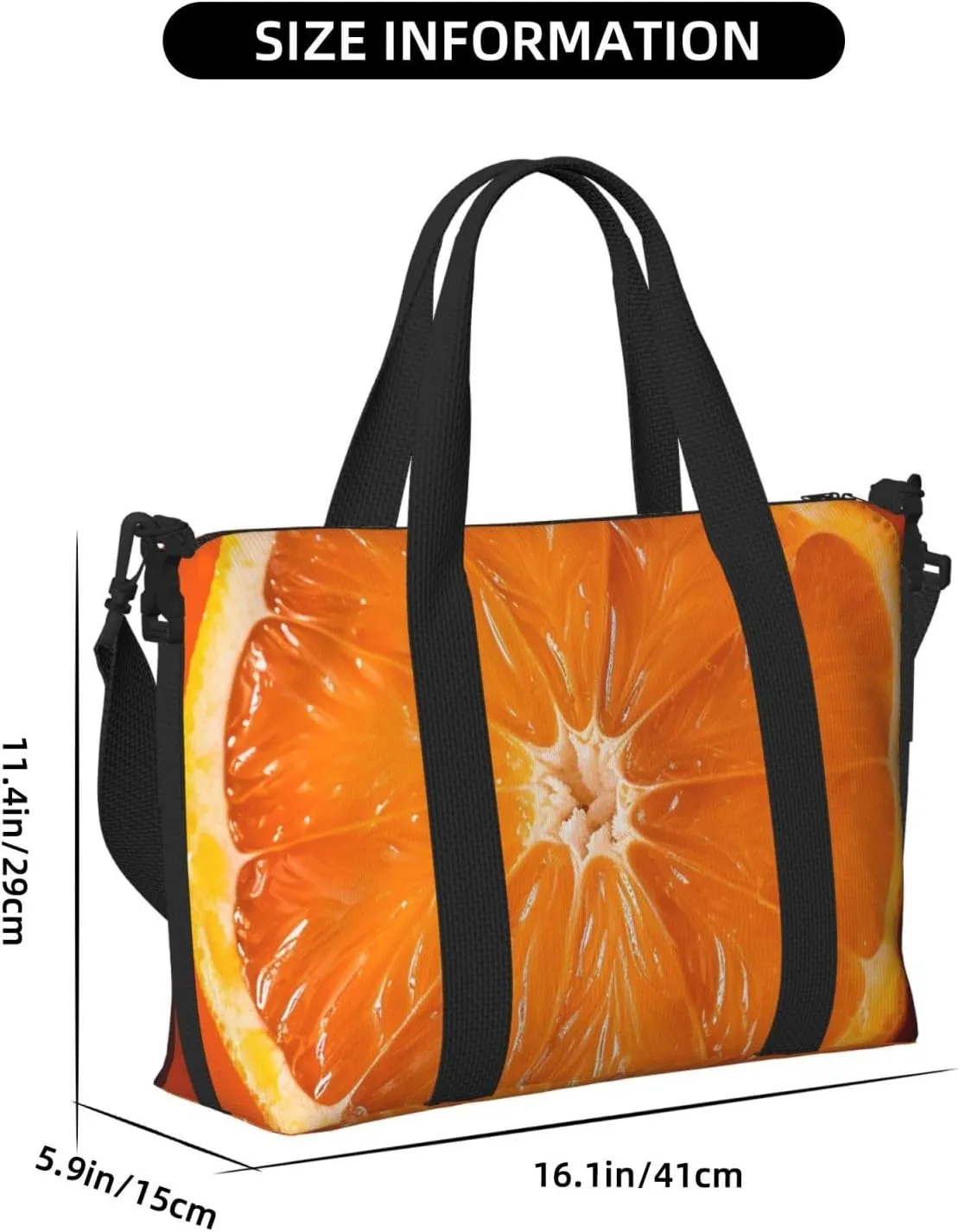 Gym Bags Small Orange Slice Duffel Bag Overnight Bag with Shoe Compartment Carryon Bag for Men Women