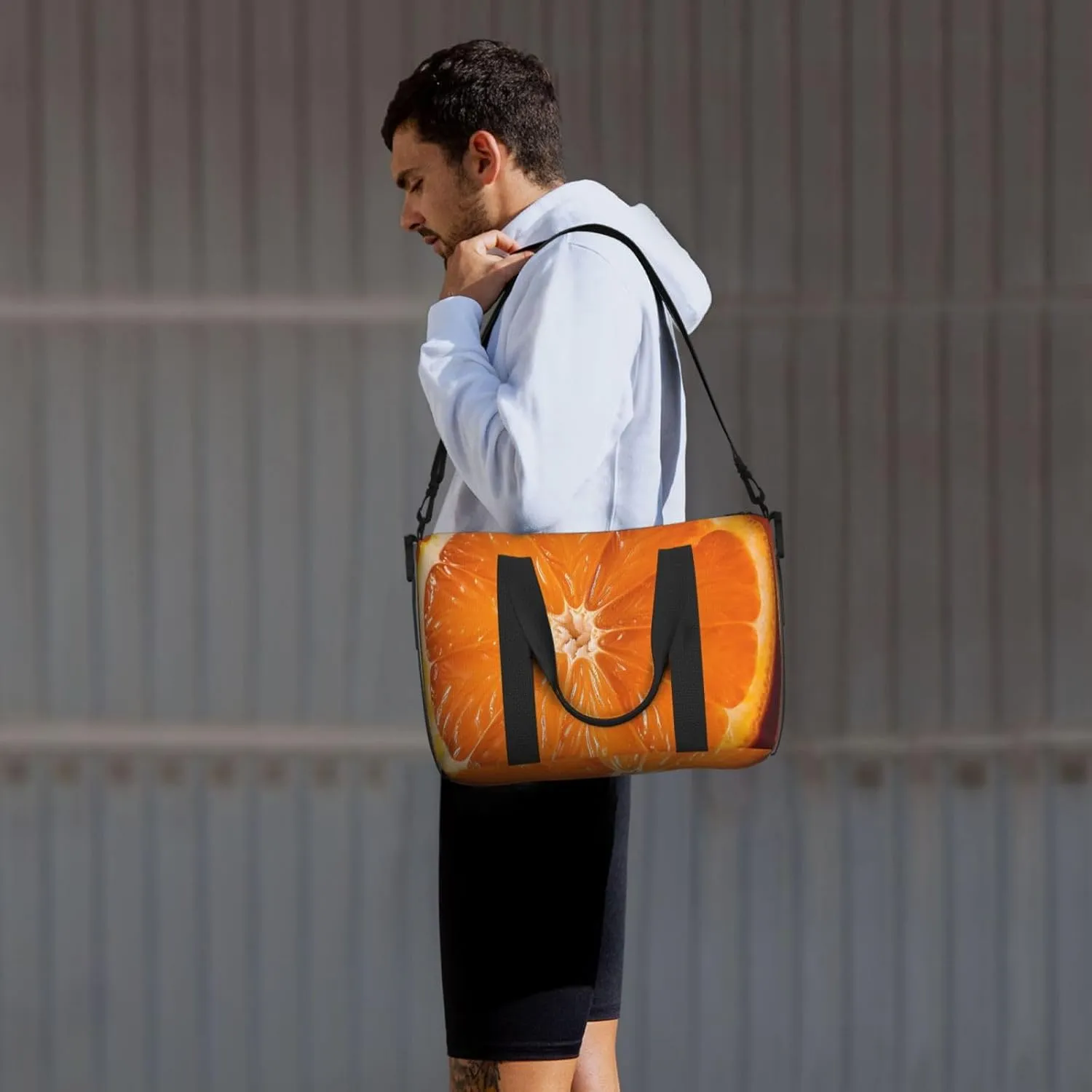 Gym Bags Small Orange Slice Duffel Bag Overnight Bag with Shoe Compartment Carryon Bag for Men Women