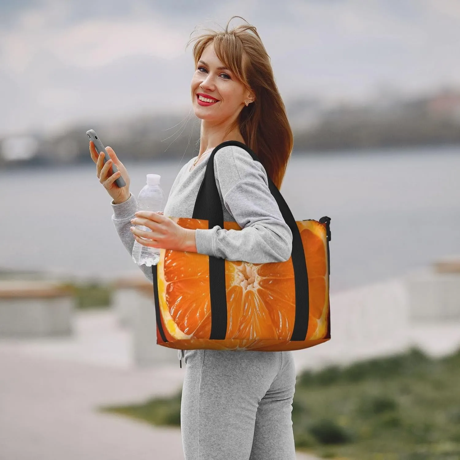 Gym Bags Small Orange Slice Duffel Bag Overnight Bag with Shoe Compartment Carryon Bag for Men Women