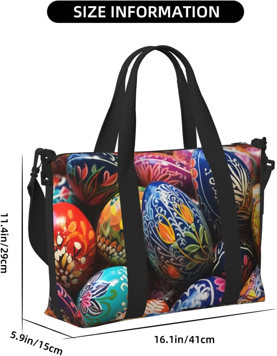 Gym Bags Small Painted Easter Eggs Duffel Bag Overnight Bag with Shoe Compartment Carryon Bag for Men Women