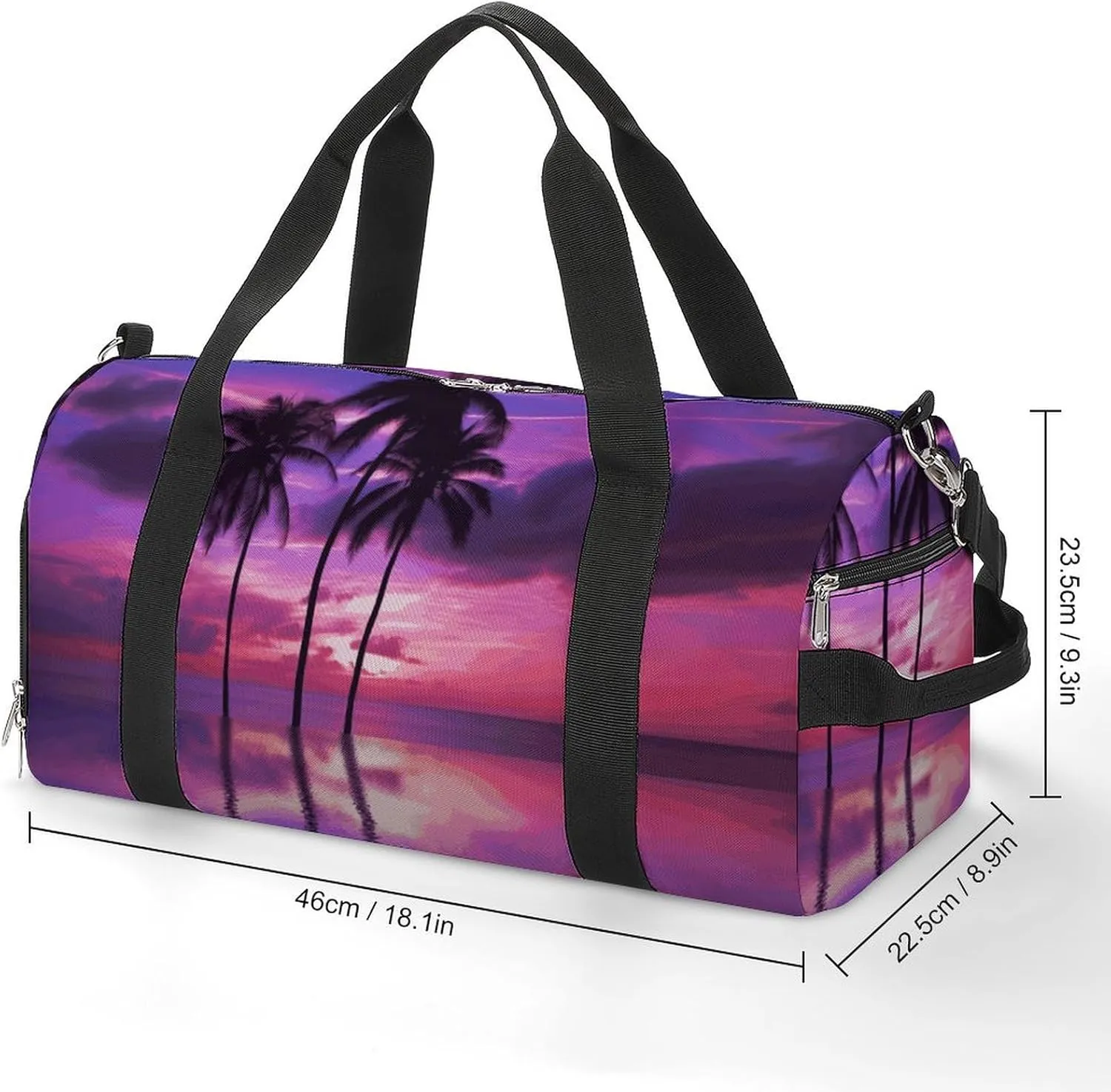 Gym Bags Small Palm Tree Purple Sunset Duffel Bag Overnight Bag with Shoe Compartment Carryon Bag for Men Women