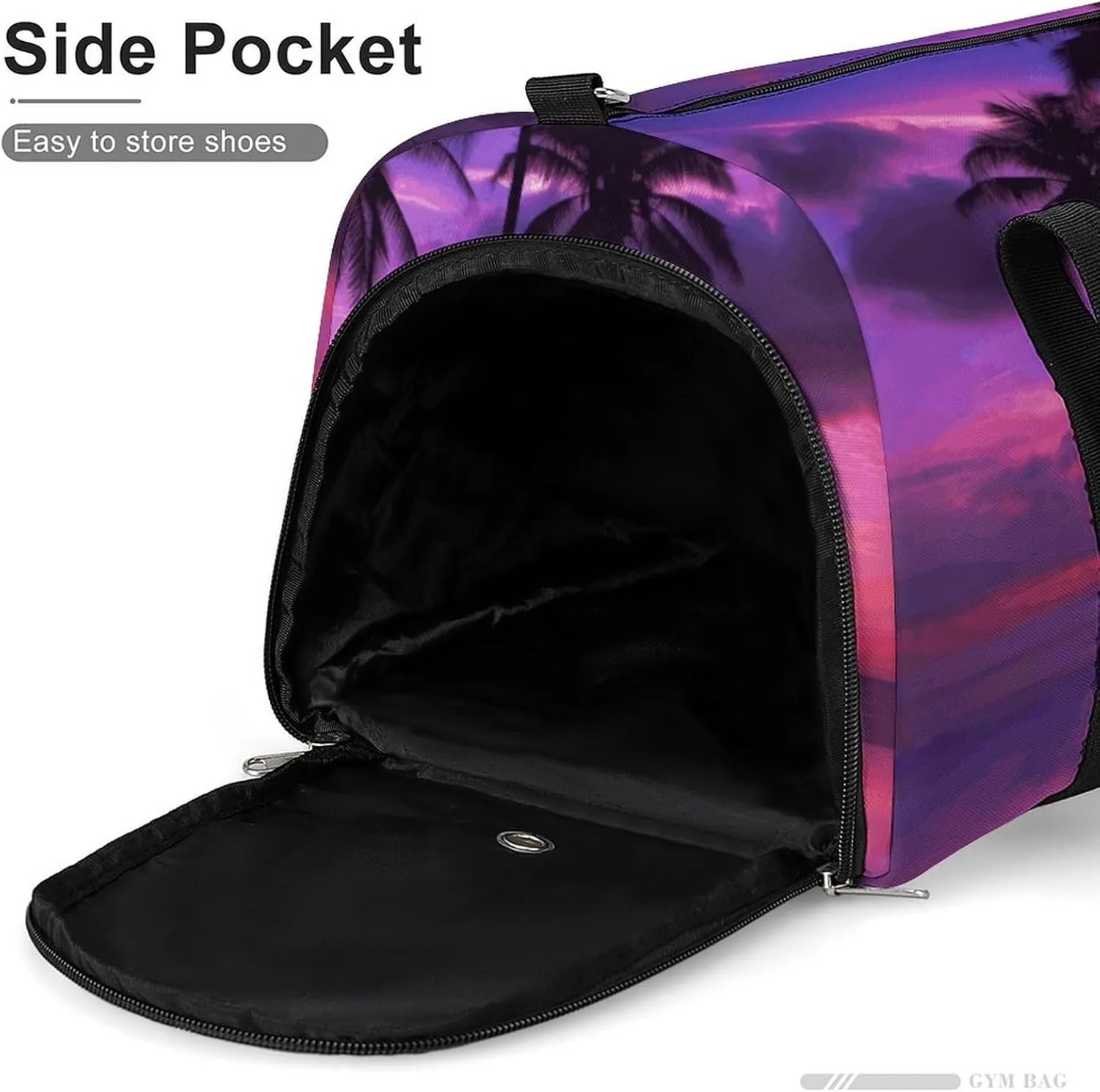 Gym Bags Small Palm Tree Purple Sunset Duffel Bag Overnight Bag with Shoe Compartment Carryon Bag for Men Women