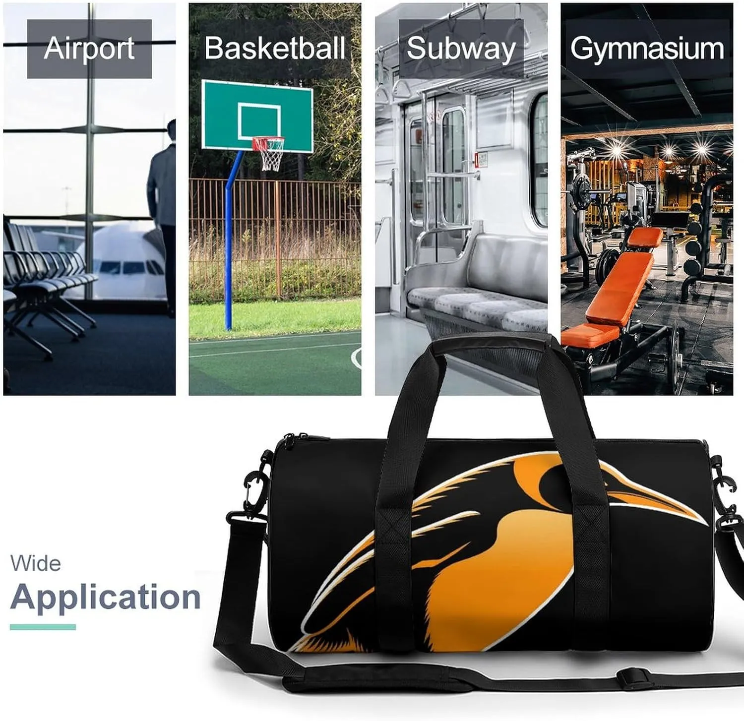 Gym Bags Small Penguin Illustration Duffel Bag Overnight Bag with Shoe Compartment Carryon Bag for Men Women