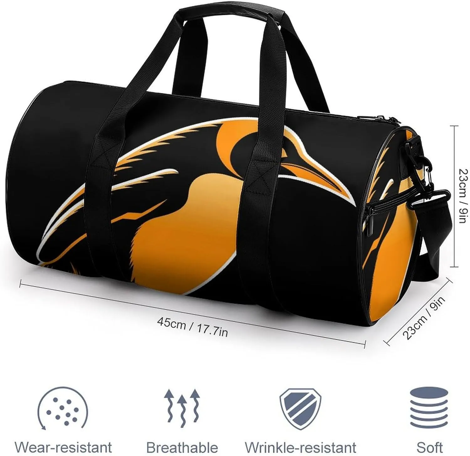 Gym Bags Small Penguin Illustration Duffel Bag Overnight Bag with Shoe Compartment Carryon Bag for Men Women