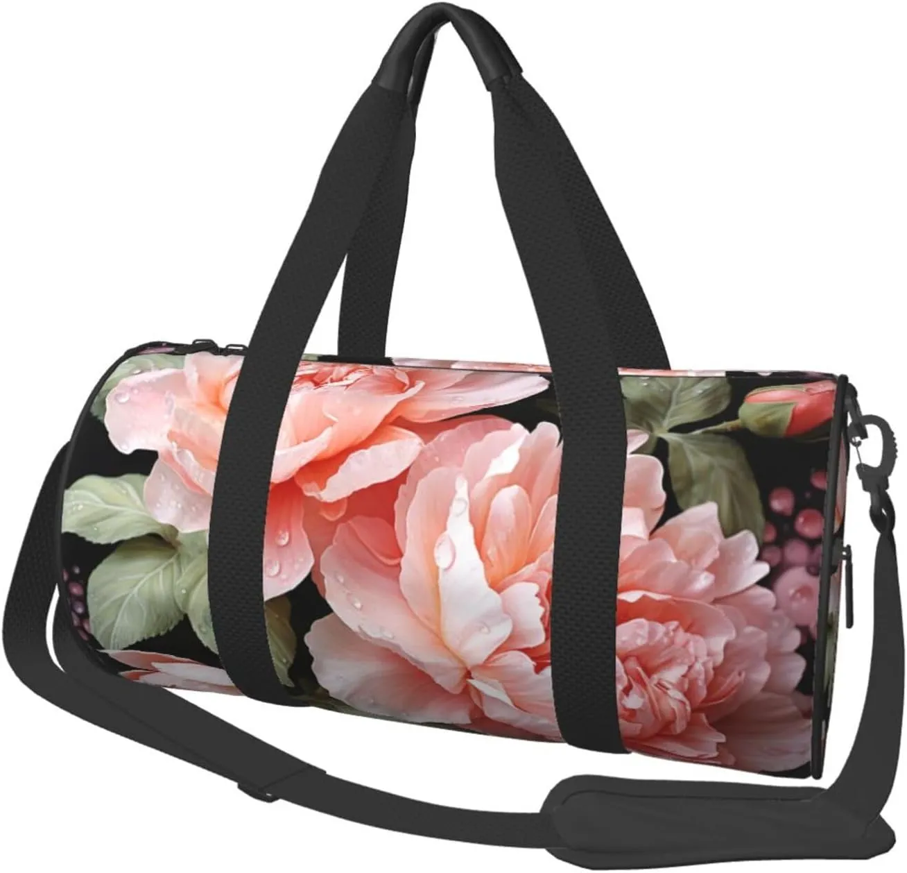 Gym Bags Small Peony Flowers Rose Duffel Bag Overnight Bag with Shoe Compartment Carryon Bag for Men Women