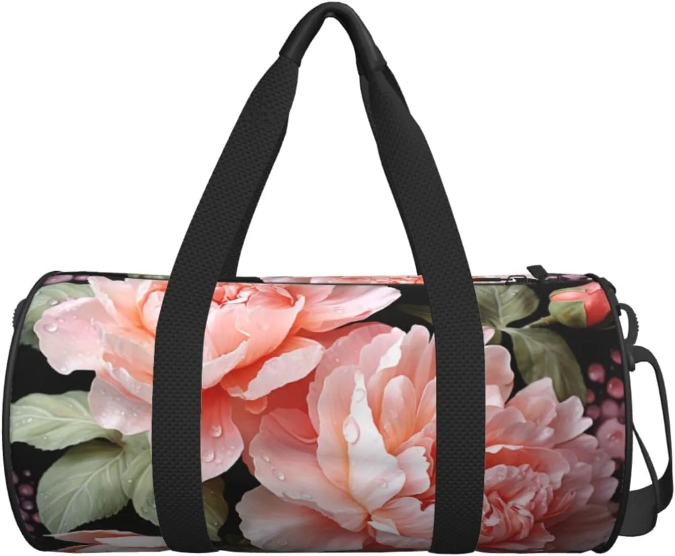 Gym Bags Small Peony Flowers Rose Duffel Bag Overnight Bag with Shoe Compartment Carryon Bag for Men Women