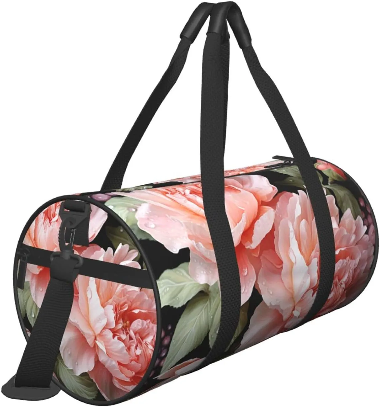 Gym Bags Small Peony Flowers Rose Duffel Bag Overnight Bag with Shoe Compartment Carryon Bag for Men Women