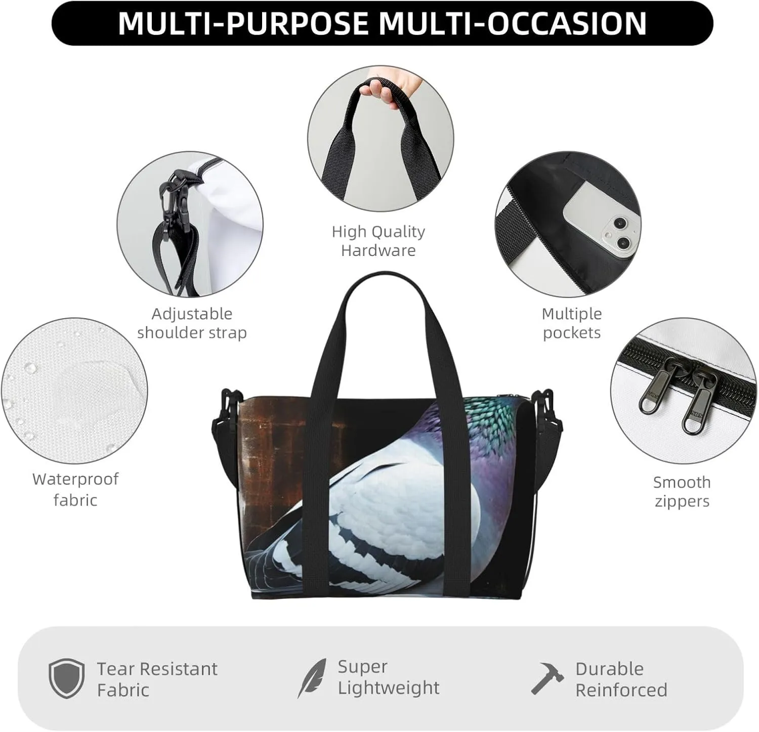 Gym Bags Small Pigeon Duffel Bag Overnight Bag with Shoe Compartment Carryon Bag for Men Women
