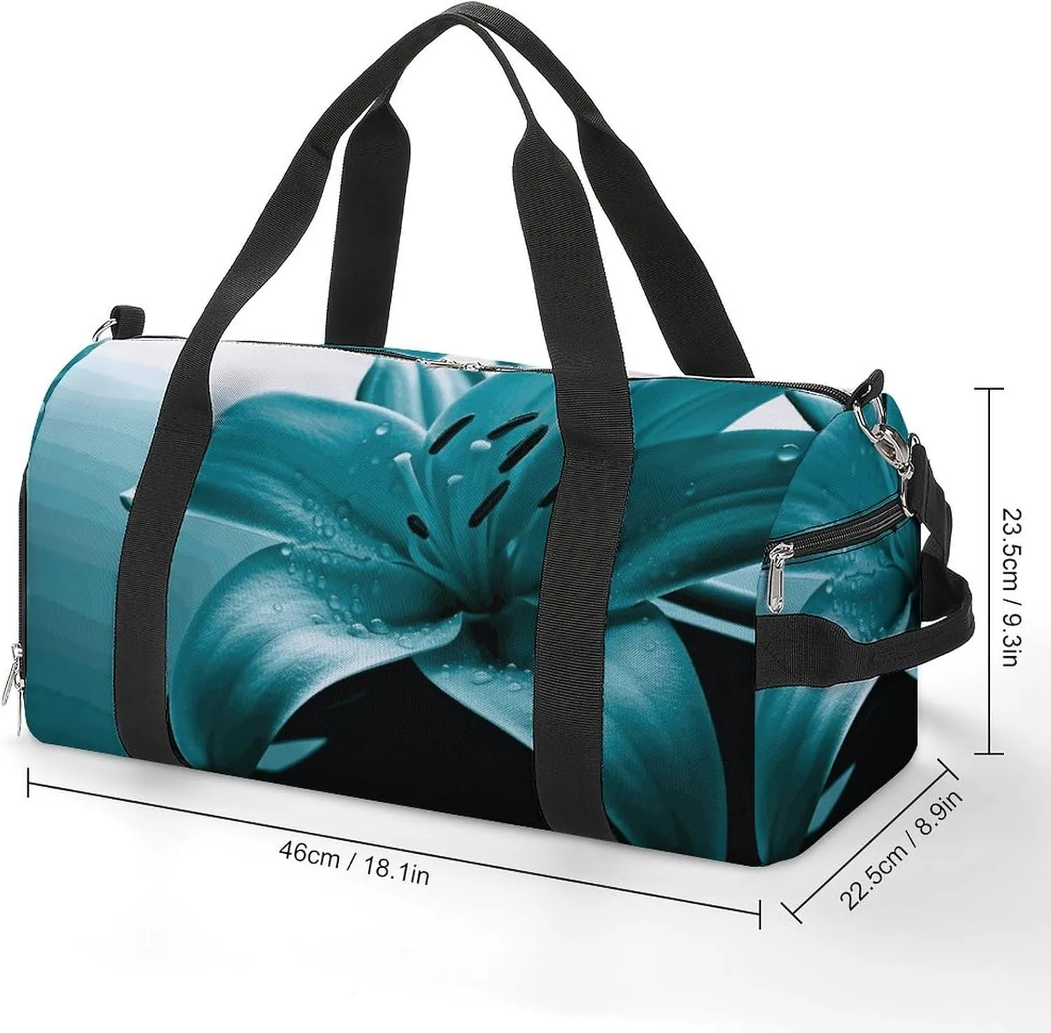 Gym Bags Small Teal Lily Duffel Bag Overnight Bag with Shoe Compartment Carryon Bag for Men Women