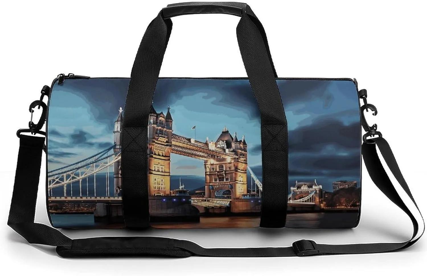 Gym Bags Small Tower Bridge in London Duffel Bag Overnight Bag with Shoe Compartment Carryon Bag for Men Women