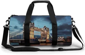 Gym Bags Small Tower Bridge in London Duffel Bag Overnight Bag with Shoe Compartment Carryon Bag for Men Women
