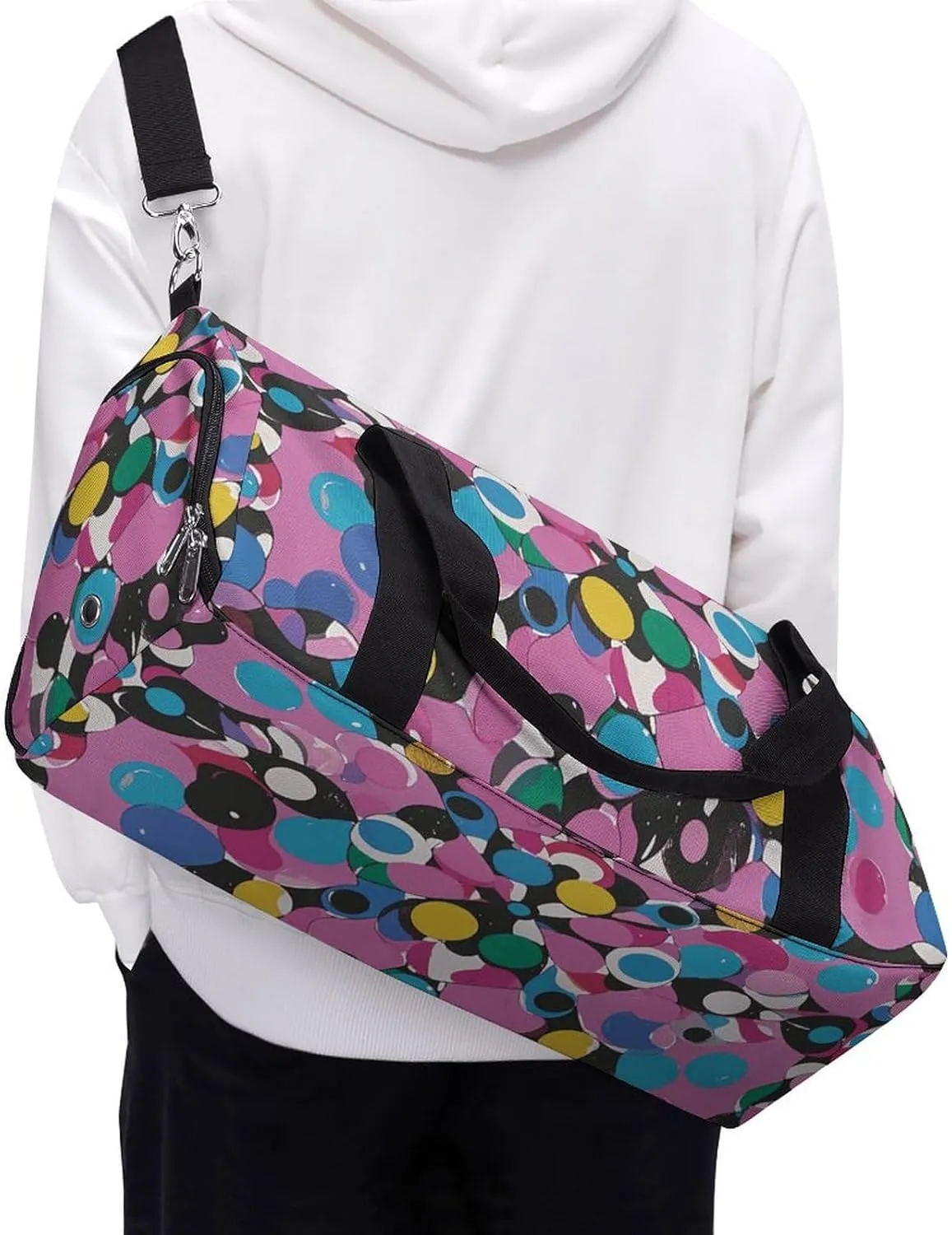Gym Bags Small Twister Polka Dots Duffel Bag Overnight Bag with Shoe Compartment Carryon Bag for Men Women