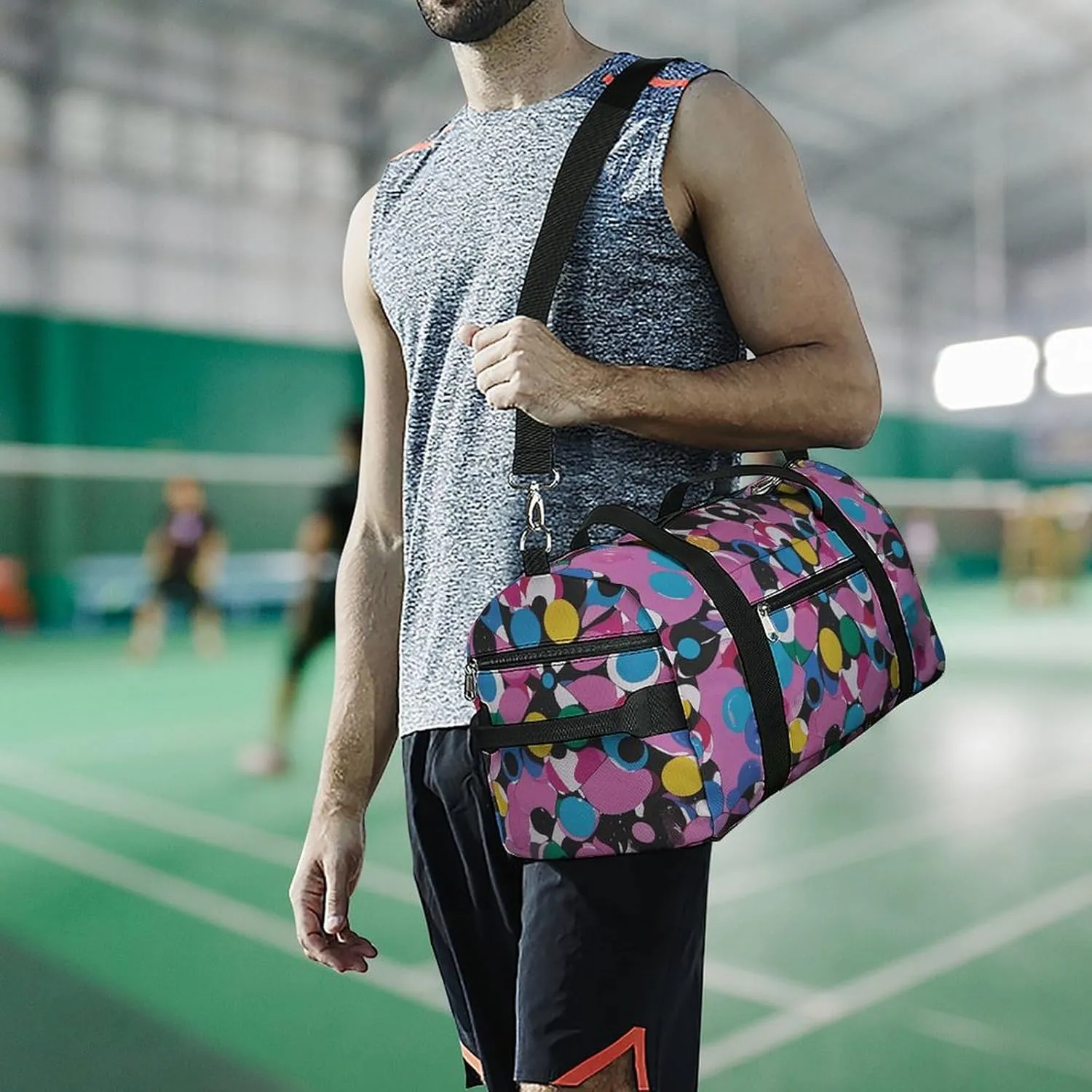 Gym Bags Small Twister Polka Dots Duffel Bag Overnight Bag with Shoe Compartment Carryon Bag for Men Women