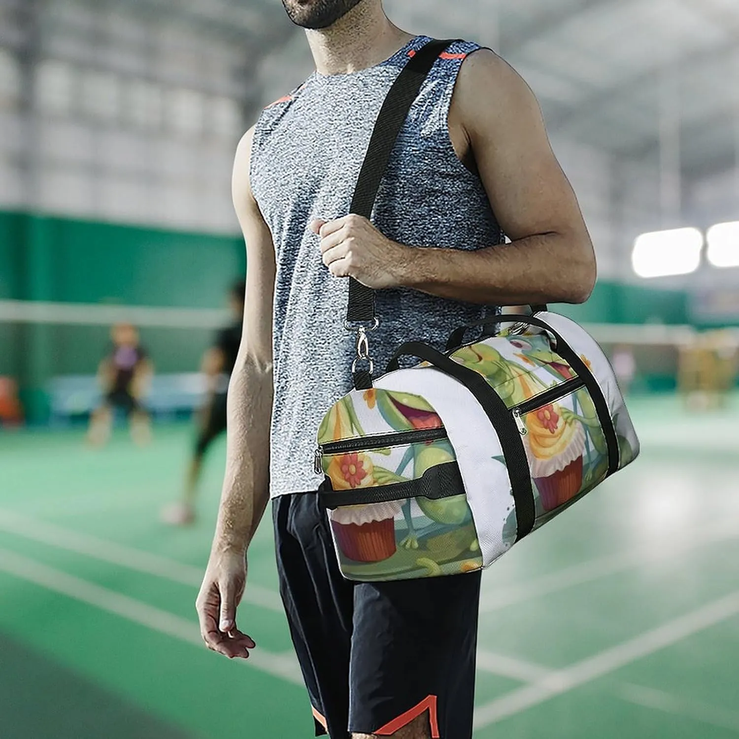 Gym Bags Small Two Frogs Eating Cake Duffel Bag Overnight Bag with Shoe Compartment Carryon Bag for Men Women