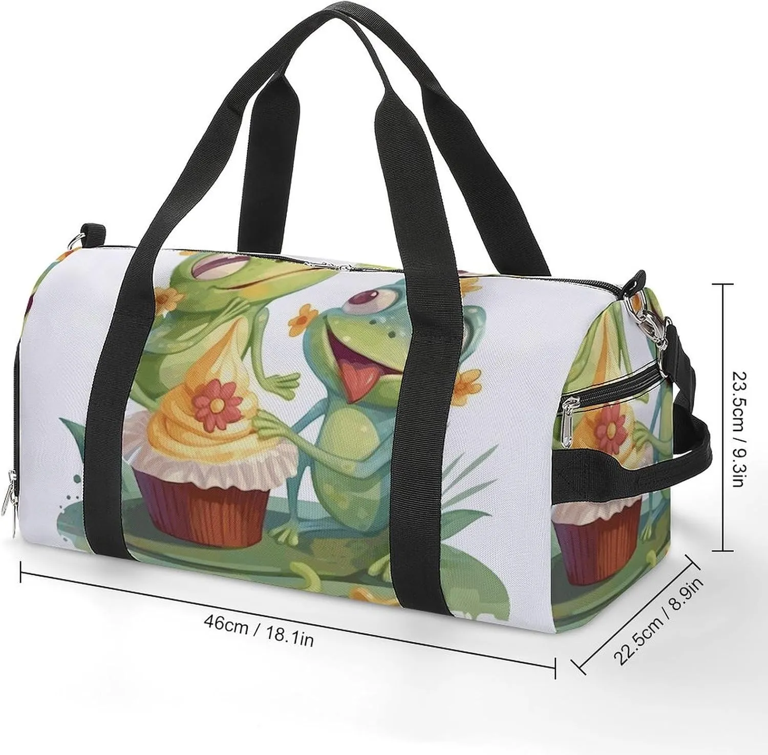 Gym Bags Small Two Frogs Eating Cake Duffel Bag Overnight Bag with Shoe Compartment Carryon Bag for Men Women