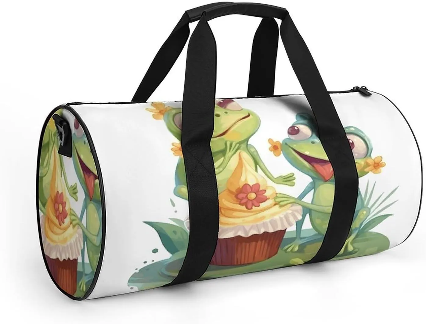 Gym Bags Small Two Frogs Eating Cake Duffel Bag Overnight Bag with Shoe Compartment Carryon Bag for Men Women