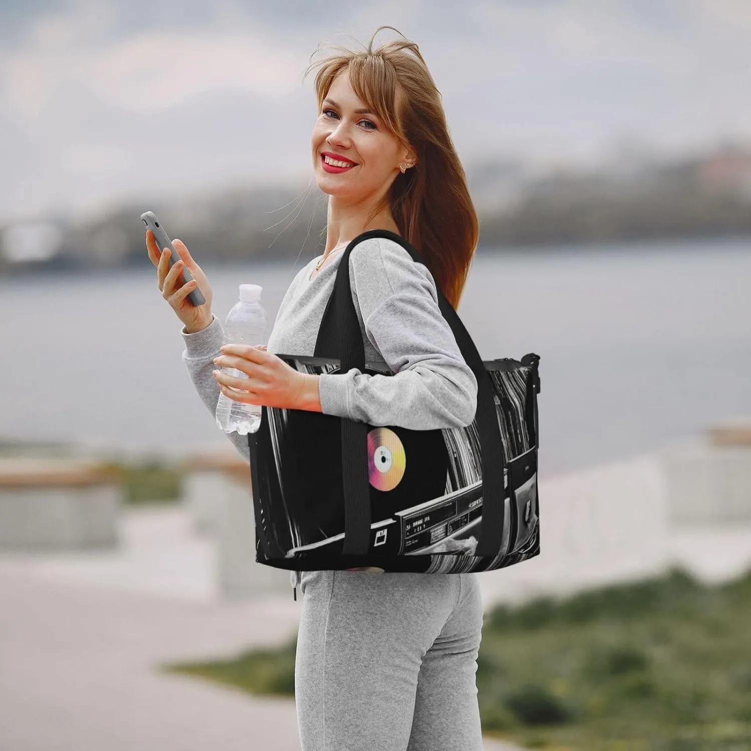 Gym Bags Small Vinyl Records Duffel Bag Overnight Bag with Shoe Compartment Carryon Bag for Men Women
