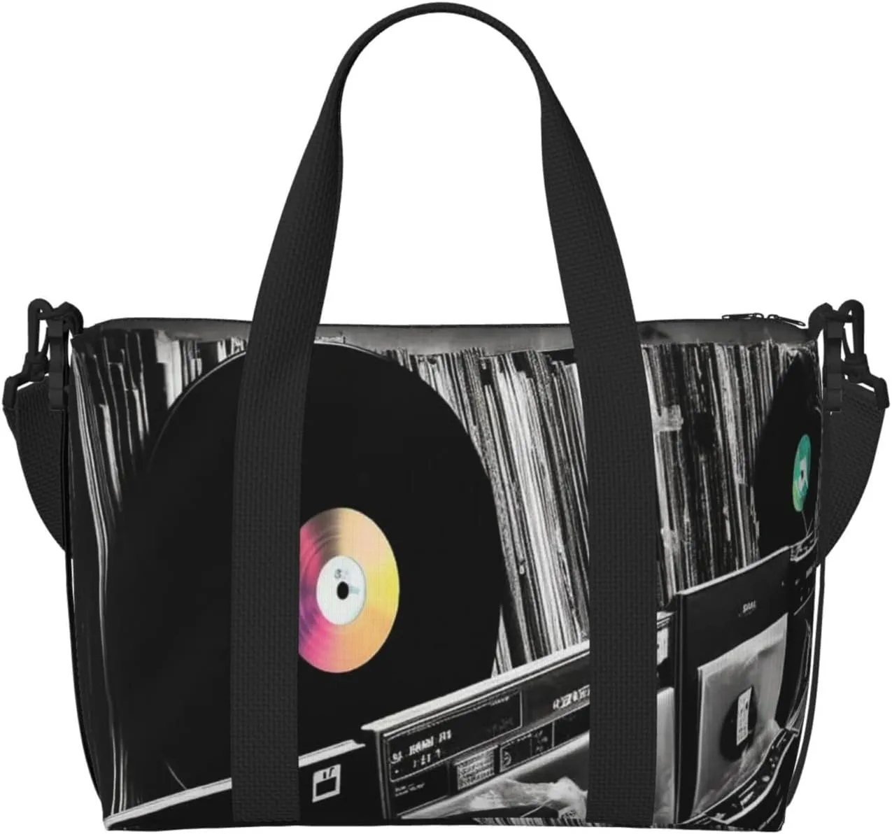 Gym Bags Small Vinyl Records Duffel Bag Overnight Bag with Shoe Compartment Carryon Bag for Men Women