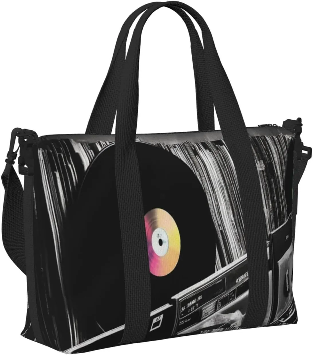 Gym Bags Small Vinyl Records Duffel Bag Overnight Bag with Shoe Compartment Carryon Bag for Men Women