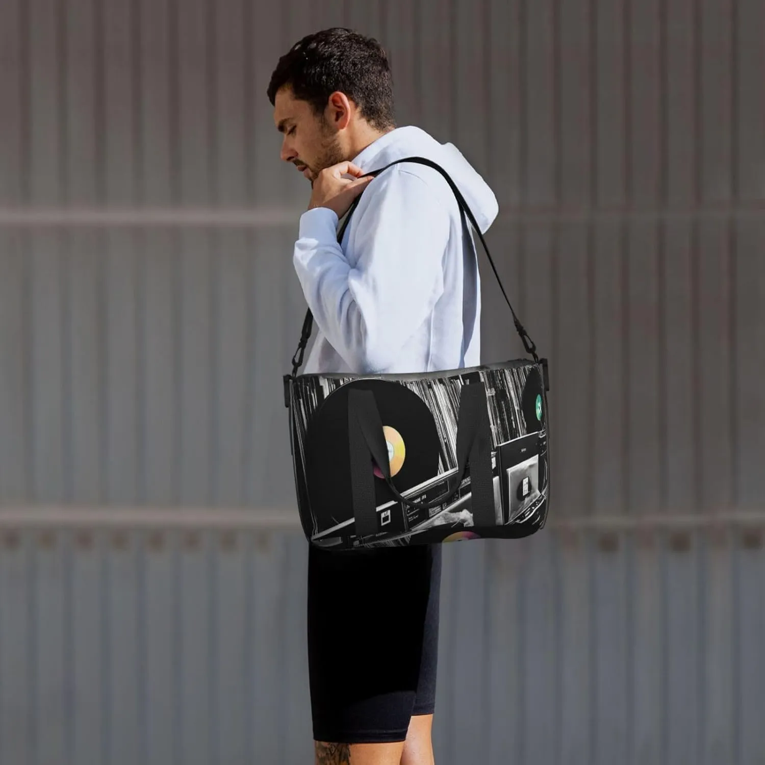 Gym Bags Small Vinyl Records Duffel Bag Overnight Bag with Shoe Compartment Carryon Bag for Men Women