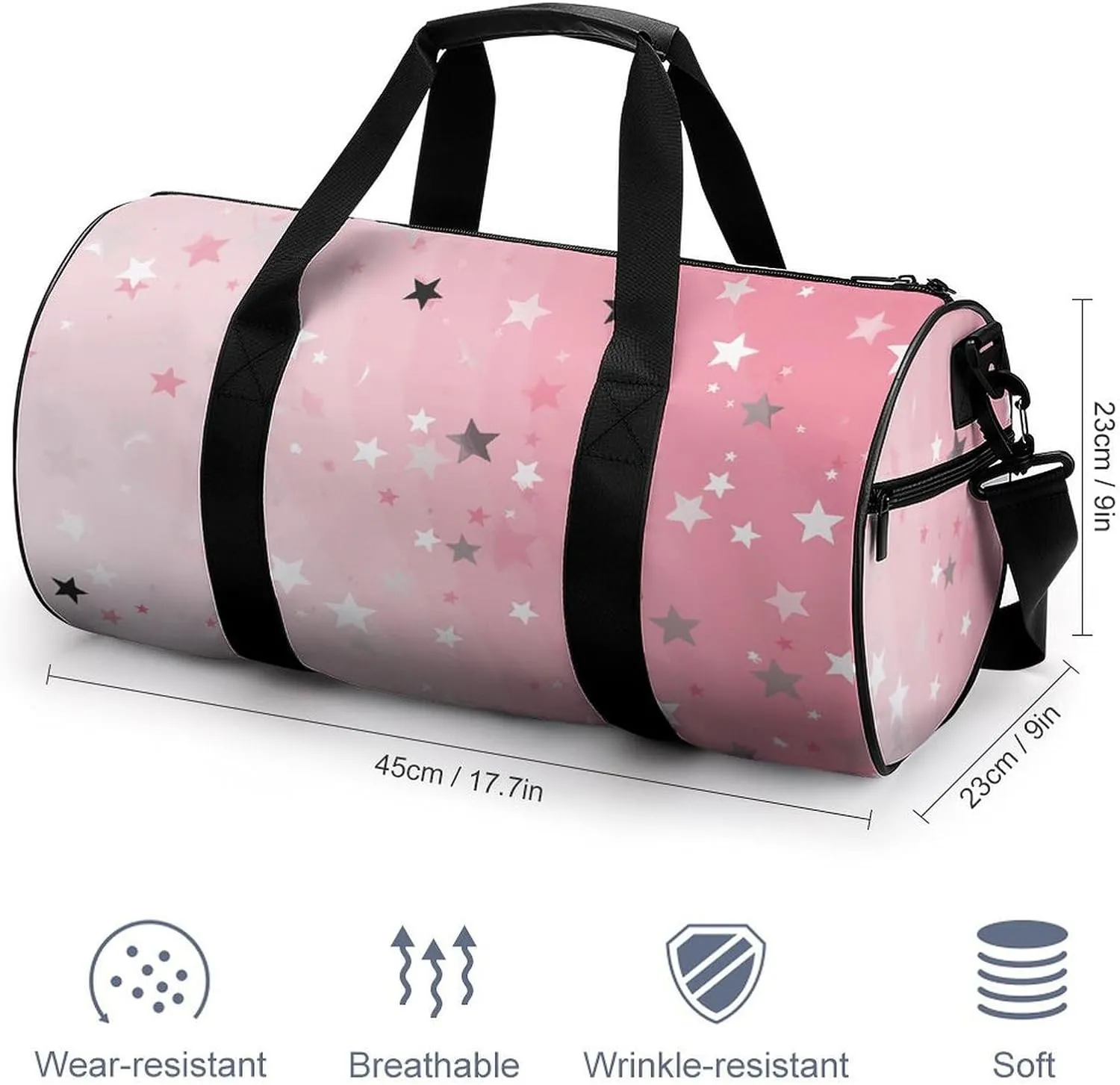 Gym Bags Small White Stars Duffel Bag Overnight Bag with Shoe Compartment Carryon Bag for Men Women