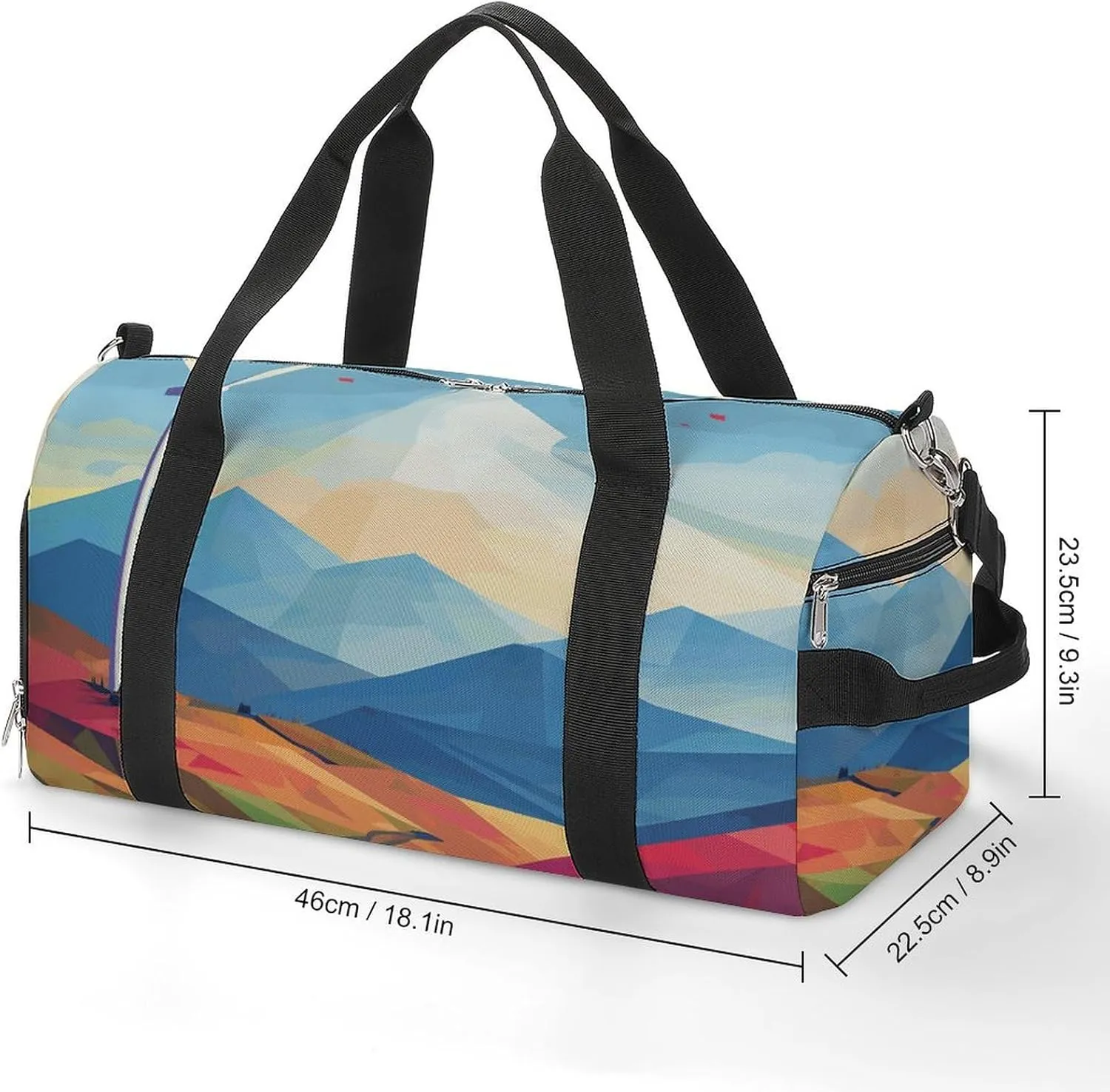 Gym Bags Small Windmill Flat Illustration Duffel Bag Overnight Bag with Shoe Compartment Carryon Bag for Men Women