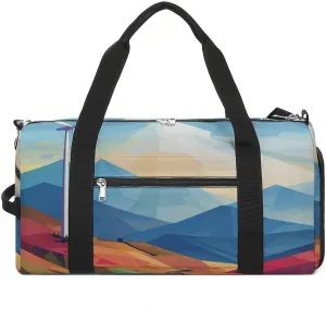 Gym Bags Small Windmill Flat Illustration Duffel Bag Overnight Bag with Shoe Compartment Carryon Bag for Men Women