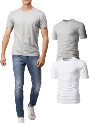 H2H Mens Slime Short Sleeve T-Shirts (V Neck/Crew Neck Multipack) Size XS to 3XL