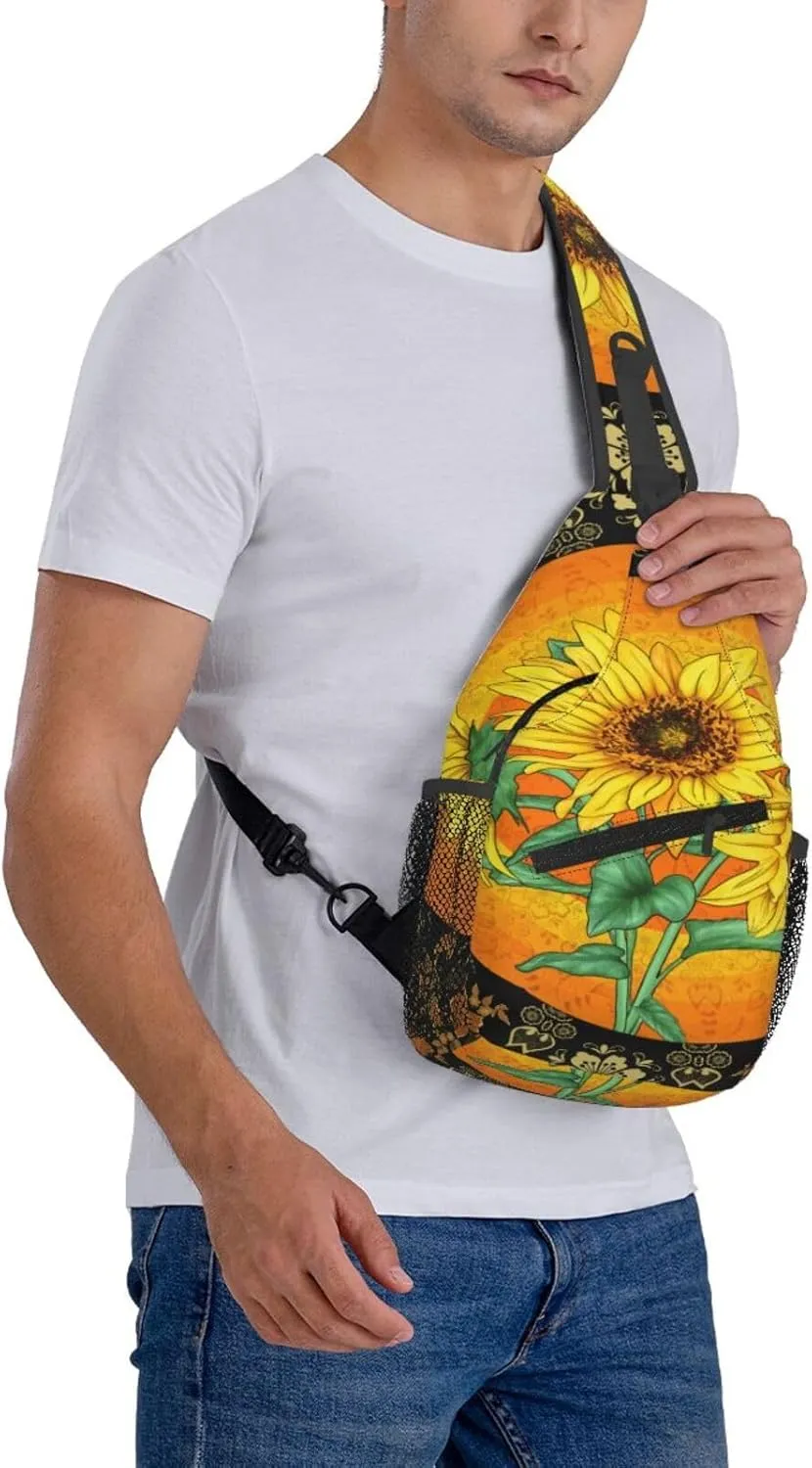 Halloween Gothic Bats Sling Bag Casual Chest Bags Adjustable Crossbody Bag Shoulder Backpack For Travel Hiking
