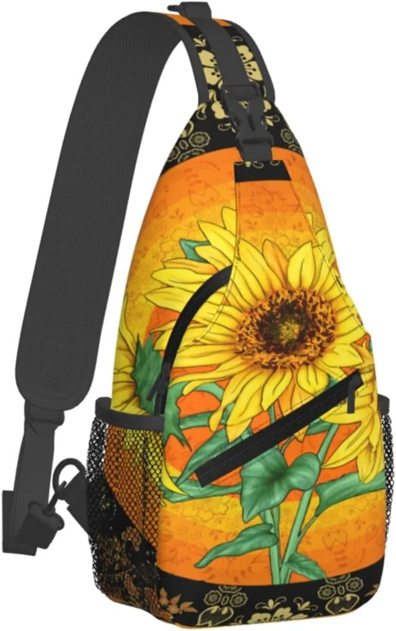 Halloween Gothic Bats Sling Bag Casual Chest Bags Adjustable Crossbody Bag Shoulder Backpack For Travel Hiking