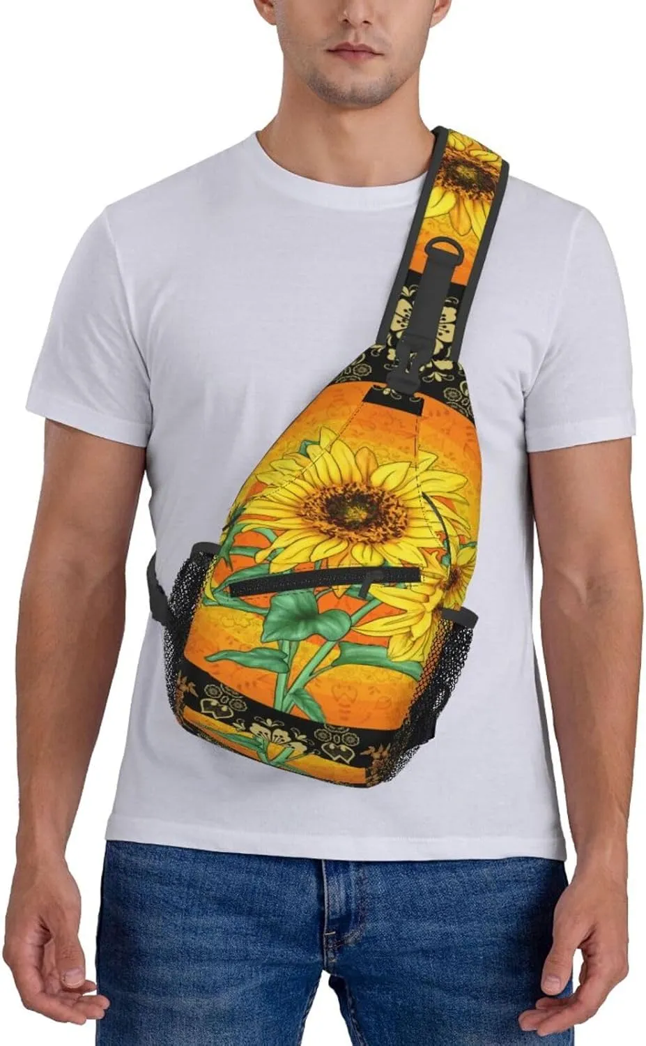 Halloween Gothic Bats Sling Bag Casual Chest Bags Adjustable Crossbody Bag Shoulder Backpack For Travel Hiking