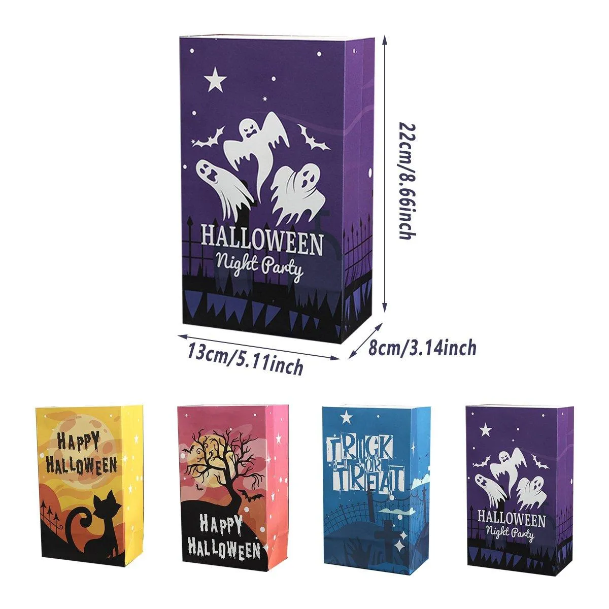 Halloween Kraft Paper Candy Bags 4 Colors 25PCS