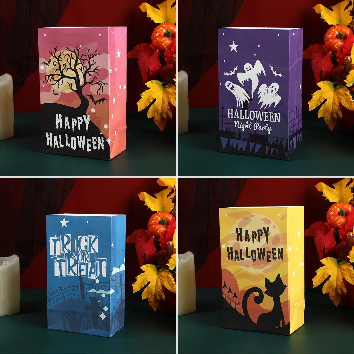 Halloween Kraft Paper Candy Bags 4 Colors 25PCS