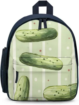 Hand-Drawn Pickles Cucumbers Simple Backpack Lightweight Cute Printing Shoulder Bag Family Travel Blue-style