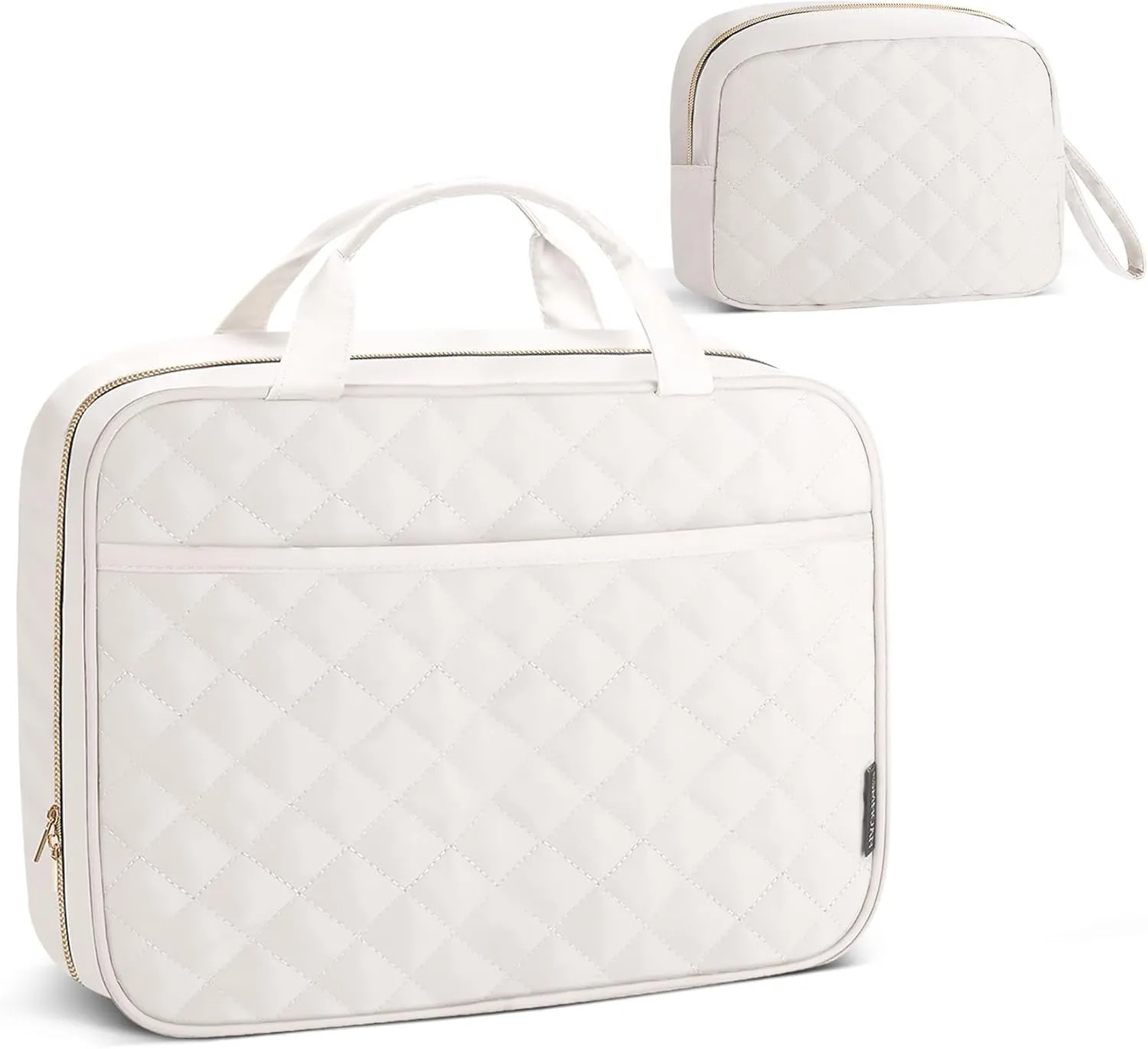 Hanging Toiletry Bag 2 Pack Set, Make Up Bags for Women with Hanging Hook and Waterproof, Cosmetic Bags Organizer for Shampoo, Makeup Accessories, for Business Trips, Travel, Beige